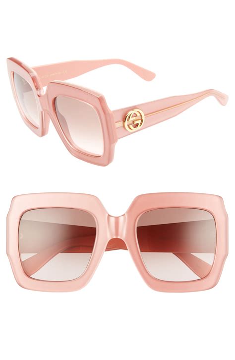 pink oversized gucci sunglasses|gucci 54mm oversized square sunglasses.